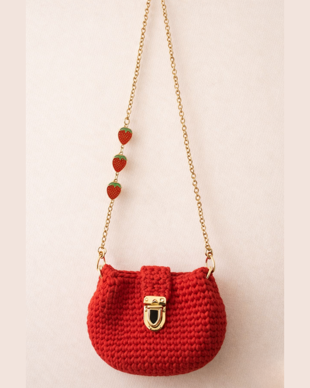 Strawberry Charm Crochet Bag